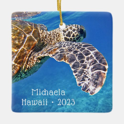 Personalized Hawaiian Sea Turtle Ceramic Ornament