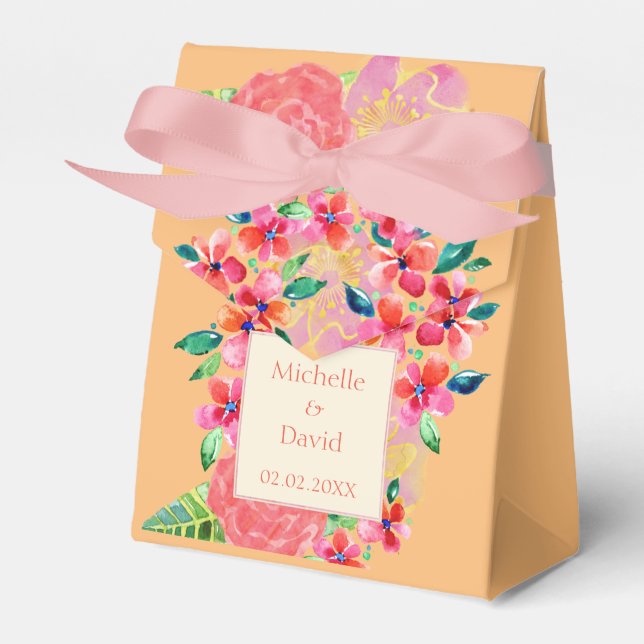 Personalized Hawaiian Tropical Floral Splash Favor Boxes (Front Side)