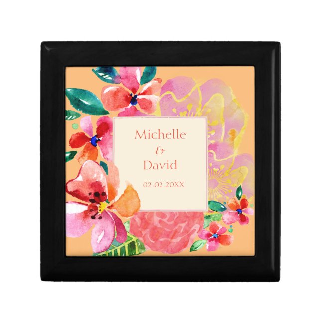 Personalized Hawaiian Tropical Floral Splash Gift Box (Front)