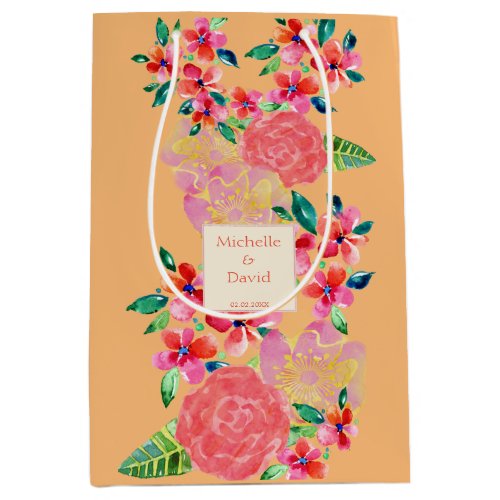 Personalized Hawaiian Tropical Floral Splash Medium Gift Bag