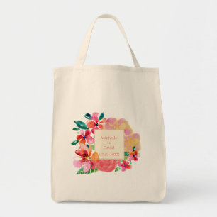 Personalized Hawaiian Tropical Floral Splash Tote Bag