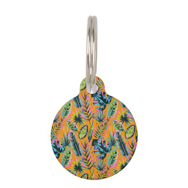 Personalized Hawaiian Tropical  Print Pet ID Tag (Front)