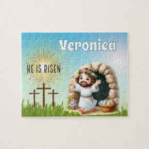 Personalized He Is Risen Easter Jigsaw Puzzle