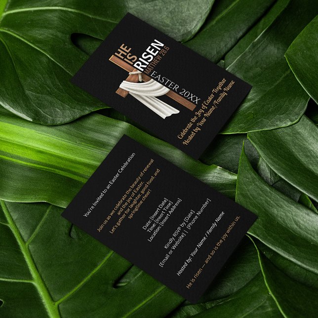 Personalized He Is Risen Easter Party Cross Invitation (Creator Uploaded)