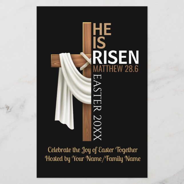 Personalized He Is Risen Easter Party Invitation Flyer (Front)