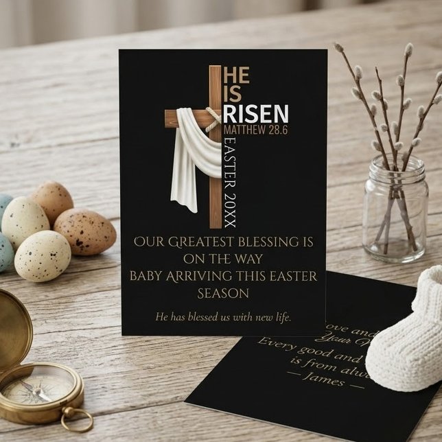 Personalized He Is Risen Easter Pregnancy Announcement (Creator Uploaded)