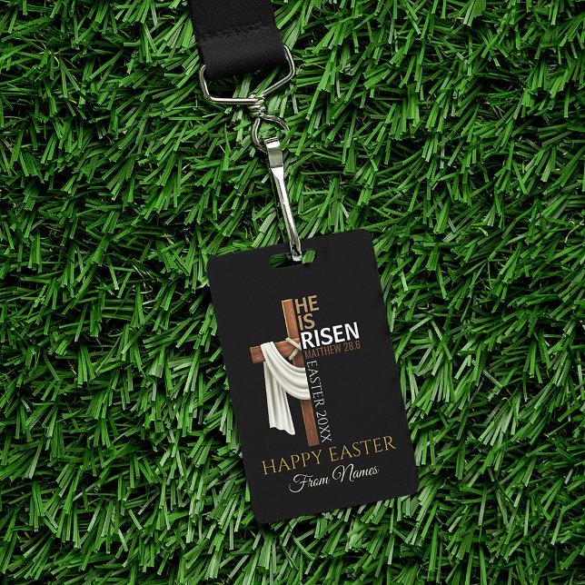 Personalized He Is Risen Happy Easter Add Name Badge (Creator Uploaded)