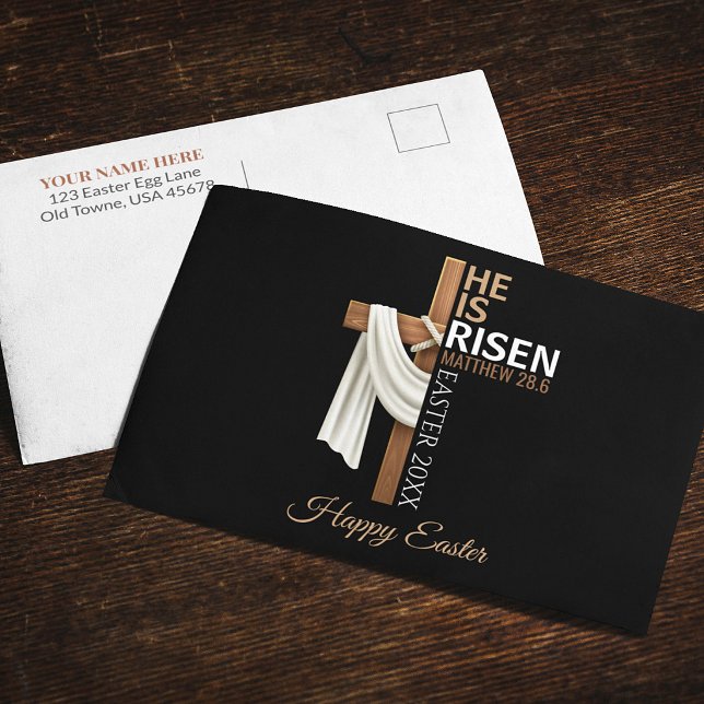Personalized He Is Risen Happy Easter Christian Postcard (Creator Uploaded)