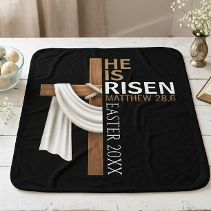 Personalized He Is Risen Vintage Easter Cross Baby Blanket