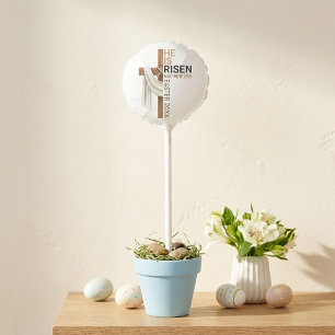 Personalized He Is Risen Vintage Easter Cross Balloon