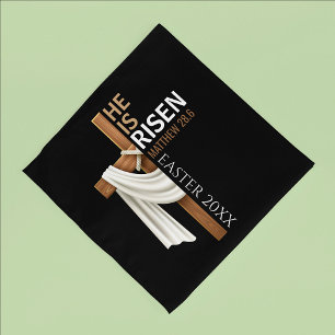 Personalized He Is Risen Vintage Easter Cross Bandana