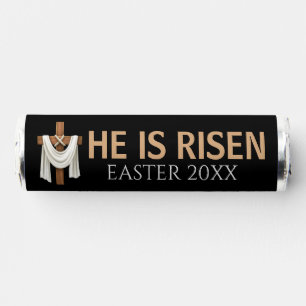 Personalized He Is Risen Vintage Easter Cross Breath Savers® Mints