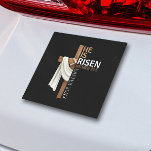 Personalized He Is Risen Vintage Easter Cross Car Magnet