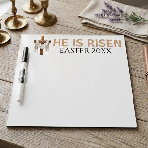 Personalized He Is Risen Vintage Easter Cross Dry Erase Board