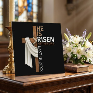 Personalized He Is Risen Vintage Easter Cross Foam Board