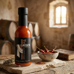 Personalized He Is Risen Vintage Easter Cross Hot Sauces