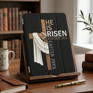 Personalized He Is Risen Vintage Easter Cross iPad Mini Cover