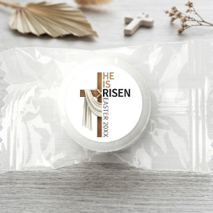 Personalized He Is Risen Vintage Easter Cross Life Saver® Mints