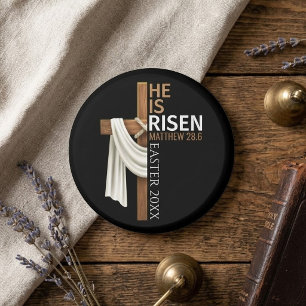 Personalized He Is Risen Vintage Easter Cross Magnet