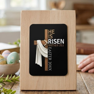 Personalized He Is Risen Vintage Easter Cross Magnet