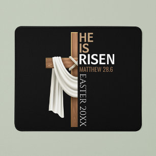Personalized He Is Risen Vintage Easter Cross Mouse Pad