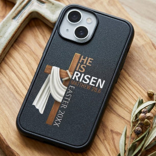 Personalized He Is Risen Vintage Easter Cross iPhone 16 Case