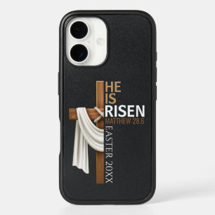 Personalized He Is Risen Vintage Easter Cross iPhone 16 Case
