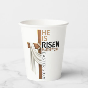 Personalized He Is Risen Vintage Easter Cross Paper Cups