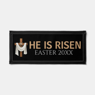 Personalized He Is Risen Vintage Easter Cross Pennant