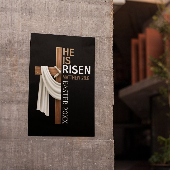 Personalized He Is Risen Vintage Easter Cross Poster (Creator Uploaded)