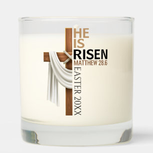 Personalized He Is Risen Vintage Easter Cross Scented Candle
