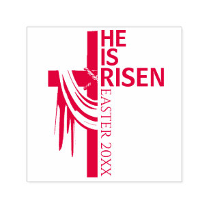 Personalized He Is Risen Vintage Easter Cross Self-inking Stamp