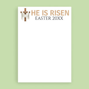 Personalized He Is Risen Vintage Easter Cross Stationery