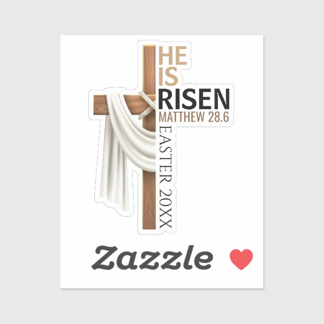 Personalized He Is Risen Vintage Easter Cross Sticker (Sheet)