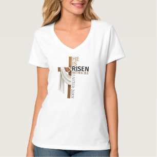 Personalized He Is Risen Vintage Easter Cross T-Shirt