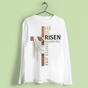 Personalized He Is Risen Vintage Easter Cross T-Shirt