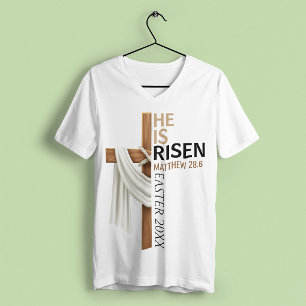 Personalized He Is Risen Vintage Easter Cross T-Shirt