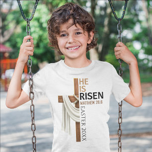 Personalized He Is Risen Vintage Easter Cross T-Shirt