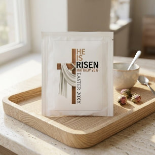 Personalized He Is Risen Vintage Easter Cross Tea Bag Drink Mix