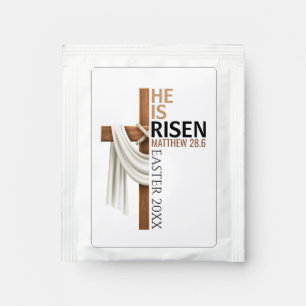 Personalized He Is Risen Vintage Easter Cross Tea Bag Drink Mix
