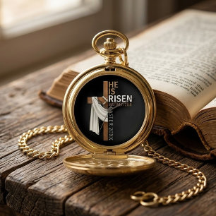 Personalized He Is Risen Vintage Easter Cross Watch