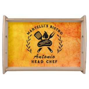 Personalized Head Chef Custom Bistro Name Serving Tray