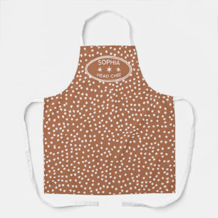 Personalized head Chef Modern Boho brown Polka Dot Apron