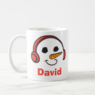 Personalized Headphones Music Snowman Coffee Mug