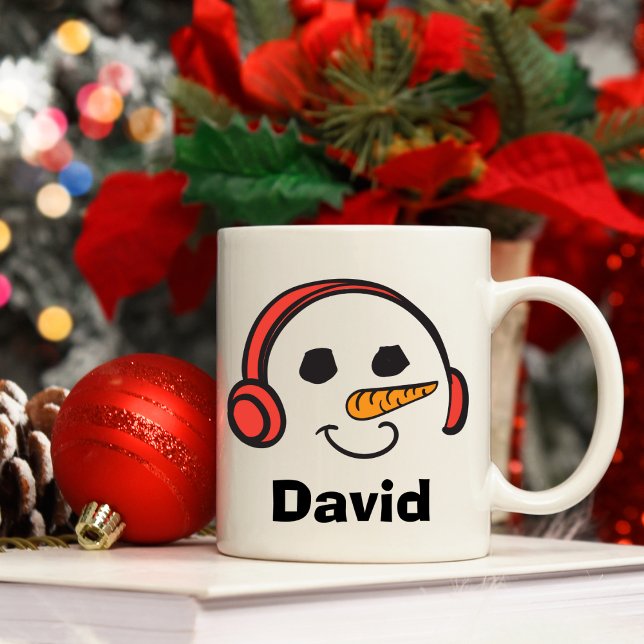 Personalized Headphones Music Snowman Coffee Mug (Personalized Headphones Music Snowman Coffee Mug
)
