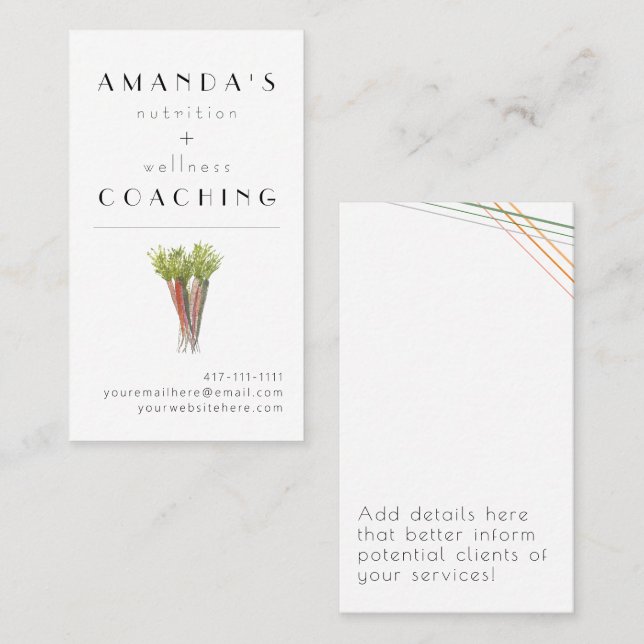 Personalized Health and Wellness Business Card (Front/Back)