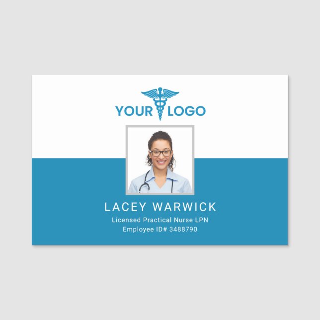 Personalized Health Care Logo Nurse Photo ID Name Tag (Front)