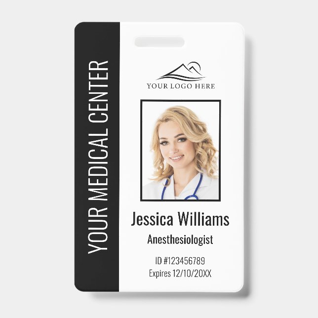 Personalized Healthcare Employee Black ID Badge (Front)