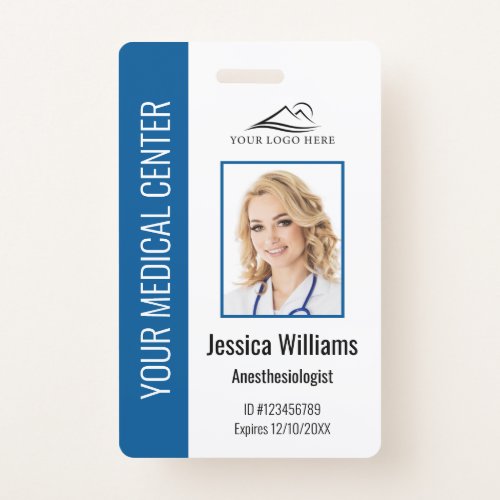 Personalized Healthcare Employee Blue ID Badge