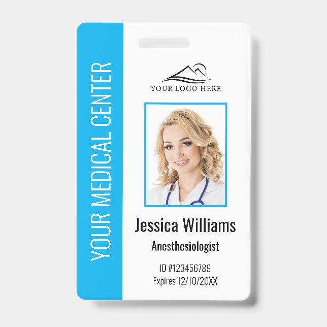 Personalized Healthcare Employee Blue ID  Badge (Front)